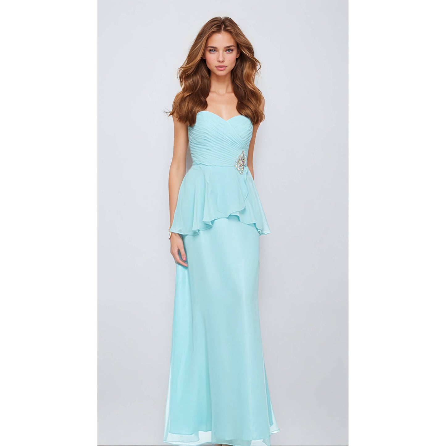 OVERLAP TOP WITH BROCH FORMAL DRESS