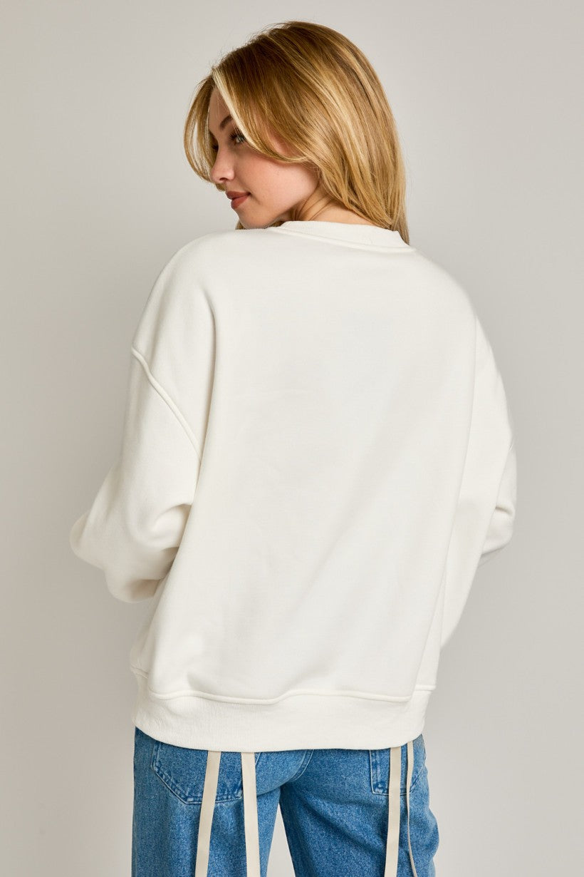 "BOW" Embo Oversized Sweatshirt