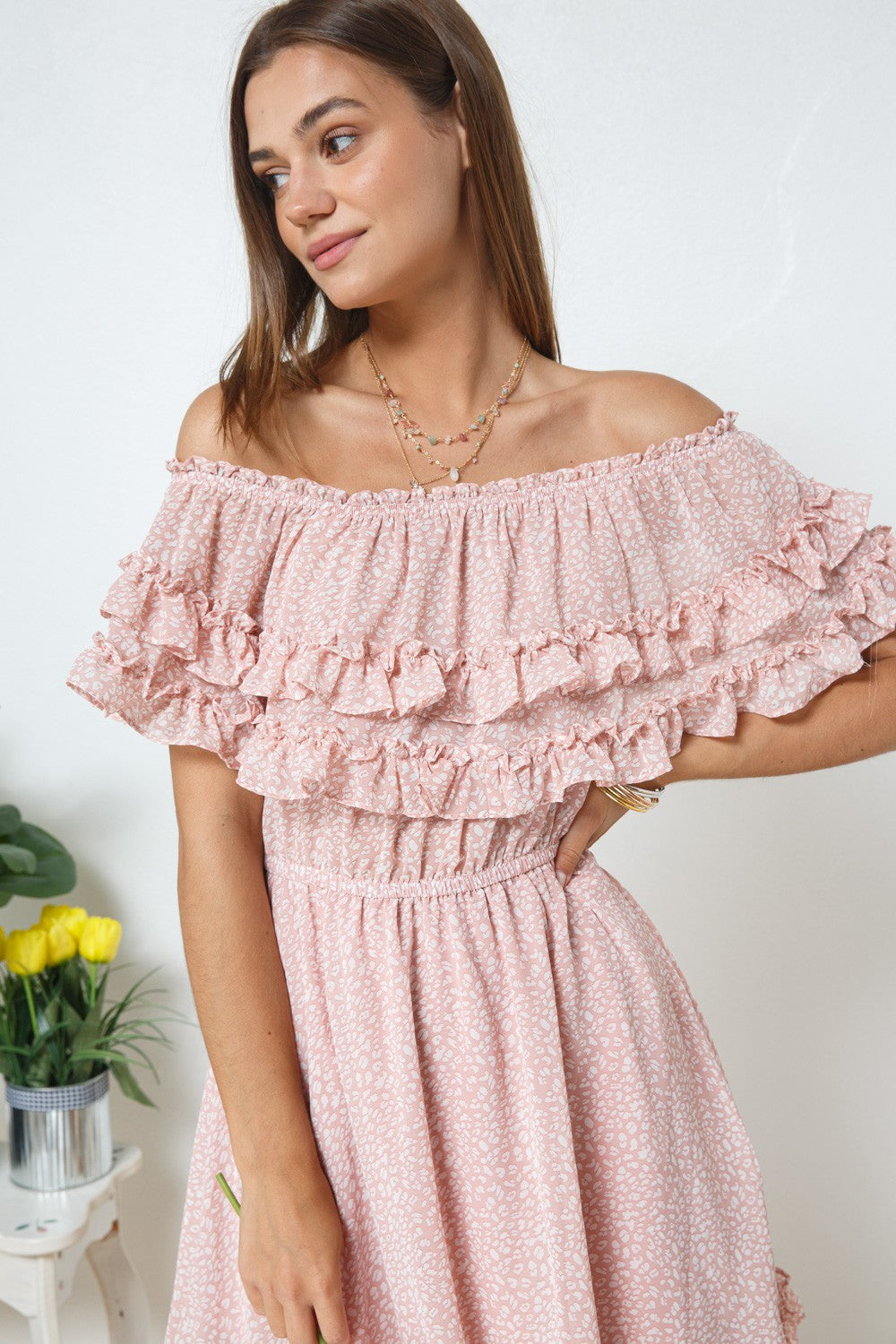 PINK LEOPARD PRINT MINI DRESS