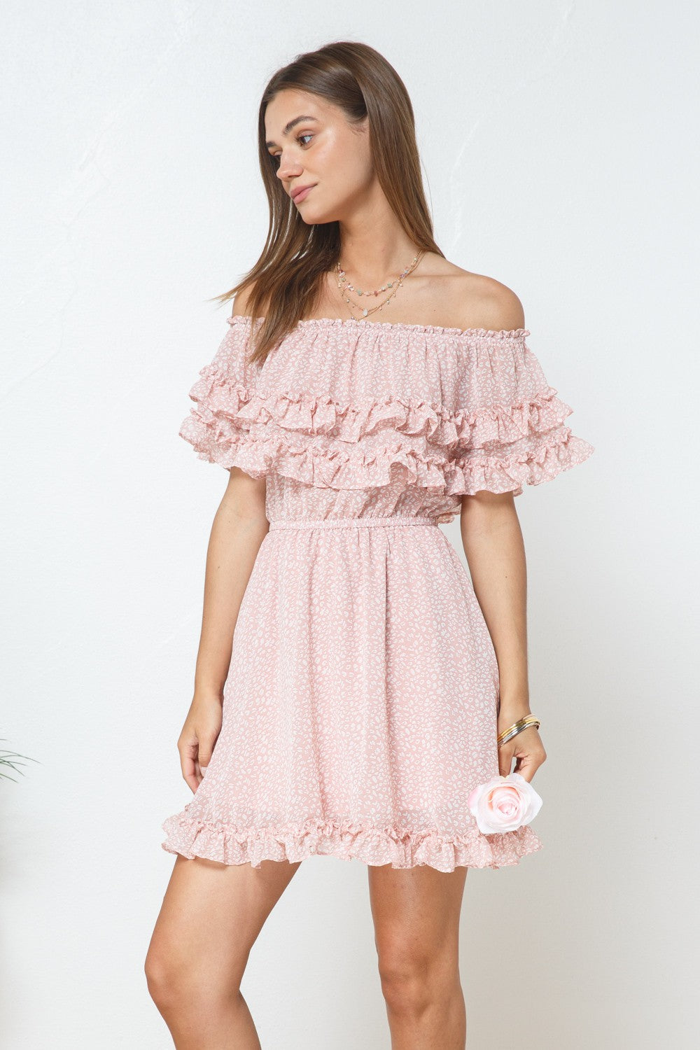 PINK LEOPARD PRINT MINI DRESS