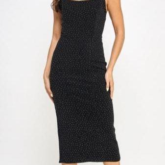 Strapless Studded Midi Solid Dress