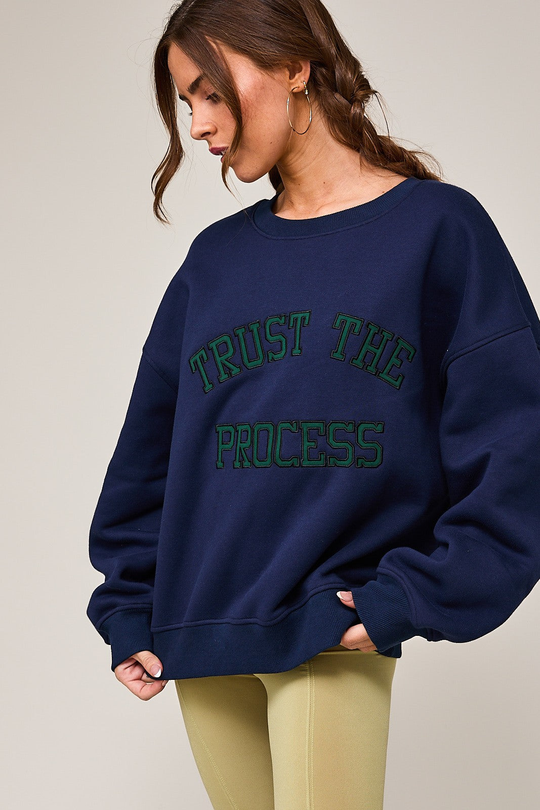 TRUST THE PROCESS LONG SLEEVE CREW NECK SWEATSHIRT