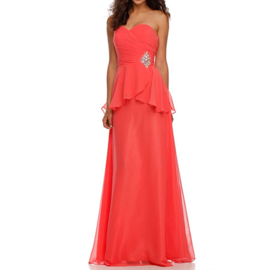 OVERLAP TOP WITH BROCH FORMAL DRESS