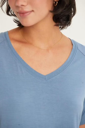 Waffle Top SHORT SLEEVE SLIT HIGH-LOW T-SHIRT