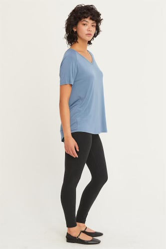 Waffle Top SHORT SLEEVE SLIT HIGH-LOW T-SHIRT