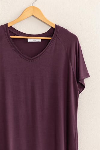 Waffle Top SHORT SLEEVE SLIT HIGH-LOW T-SHIRT