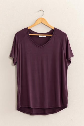 Waffle Top SHORT SLEEVE SLIT HIGH-LOW T-SHIRT