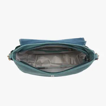 Jess Faux Suede Satchel w/ Whipstitch Flap over