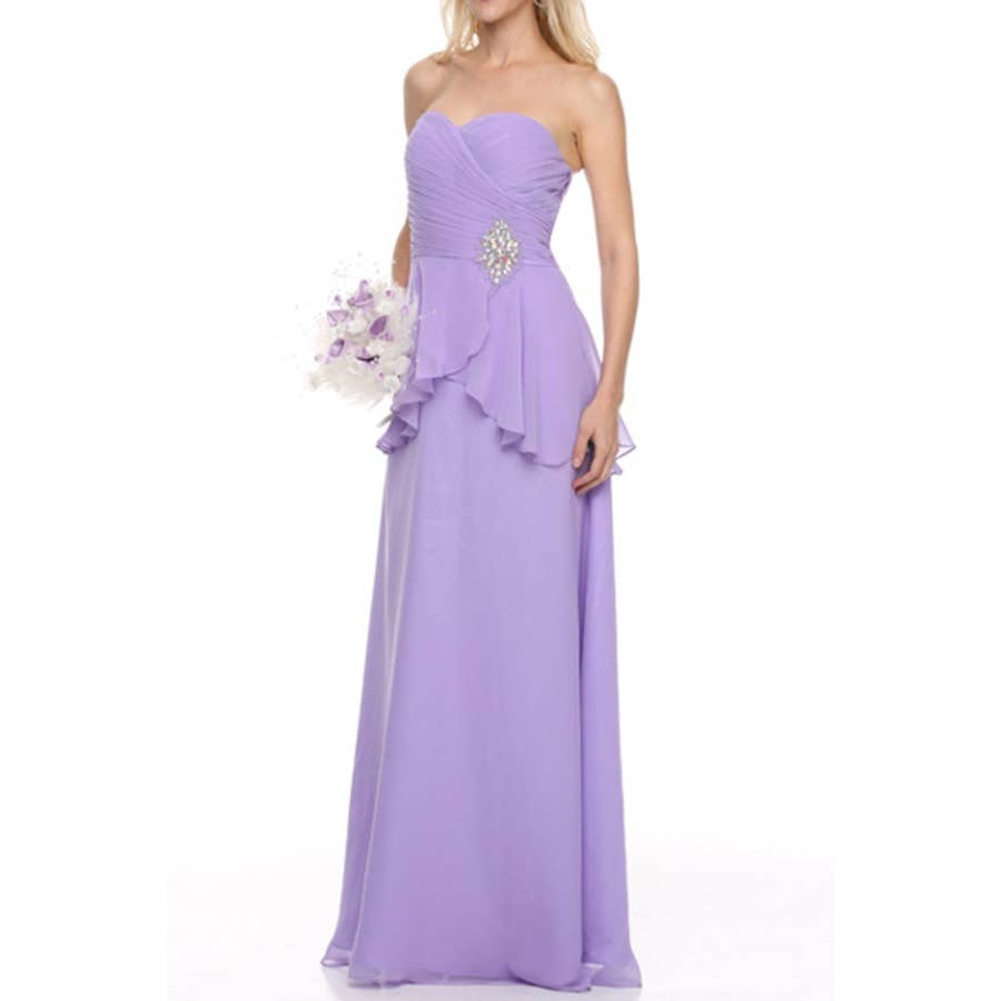 OVERLAP TOP WITH BROCH FORMAL DRESS