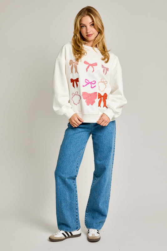 "BOW" Embo Oversized Sweatshirt