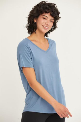 Waffle Top SHORT SLEEVE SLIT HIGH-LOW T-SHIRT